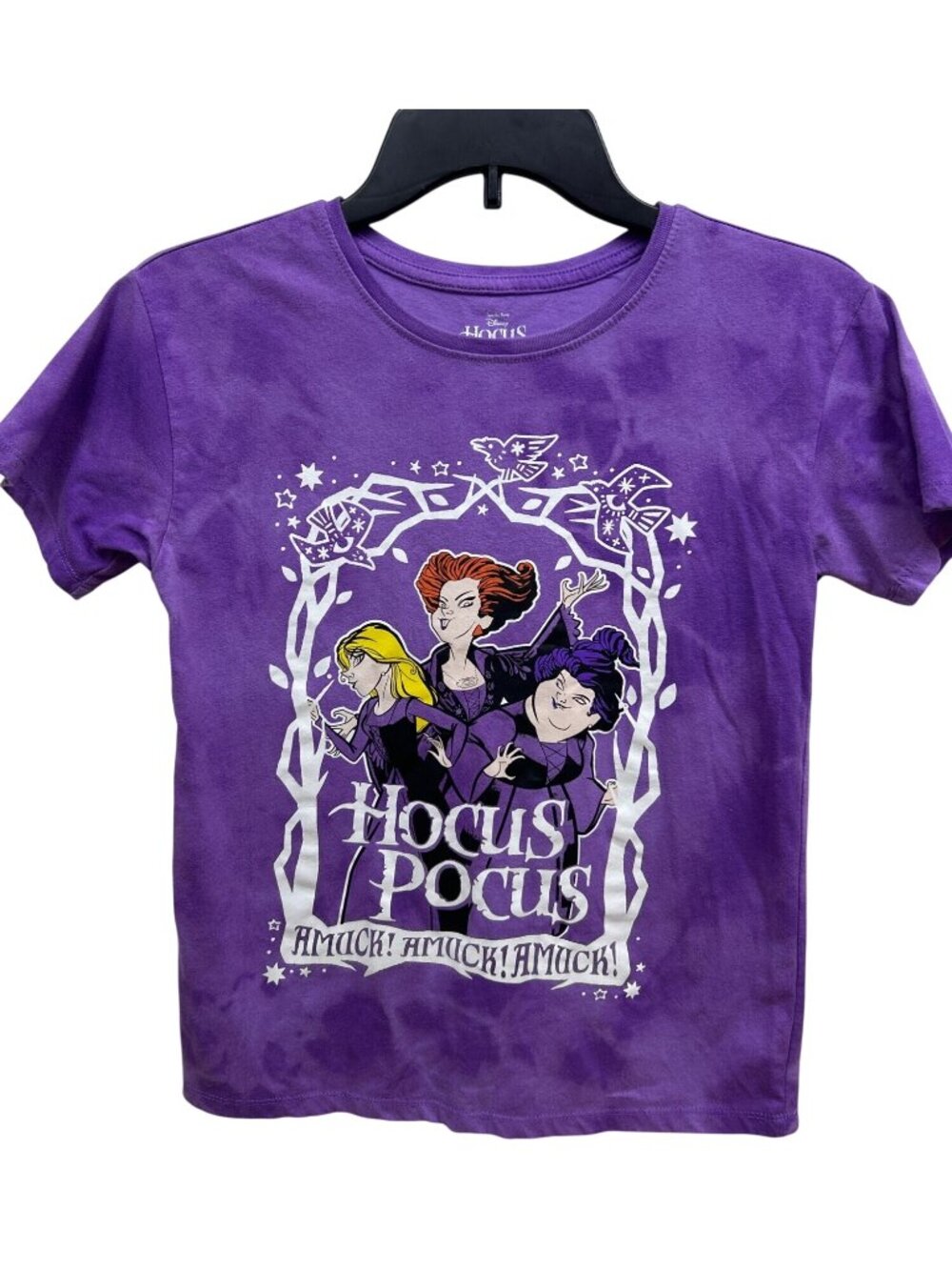 Disney Hocus Pocus Graphic T Shirt Girl's L 10-12 Purple Halloween Tee Spooky